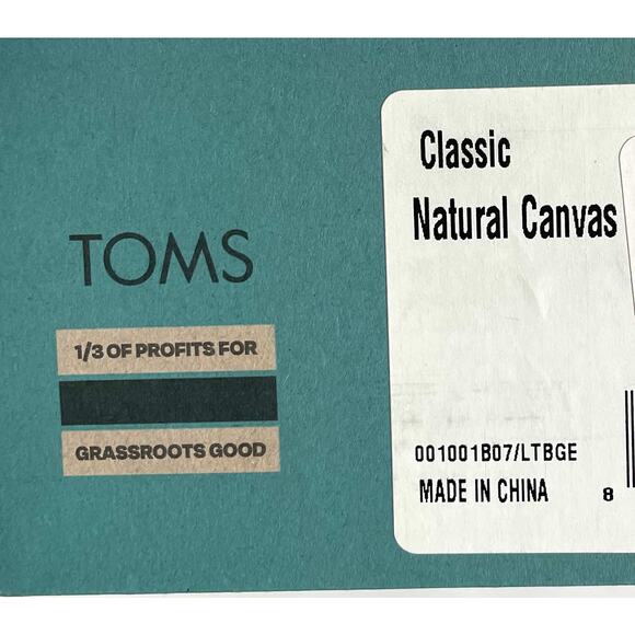 TOMS Canvas Slip On Flats Natural Beige Tan Cream Size 9.5 NEW - Picture 9 of 9